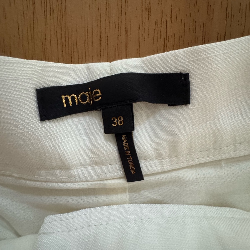 Maje High Waist Cream Shorts - Picture 2 of 4